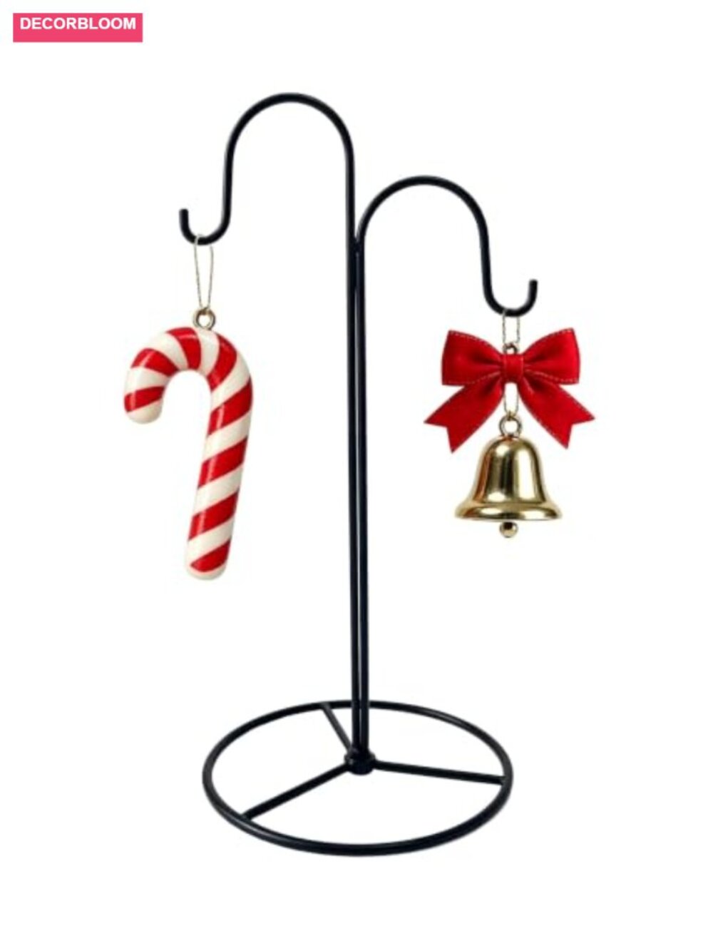 Iron Ornament Display Stand Double Curved Hooks Christmas Decor Holder